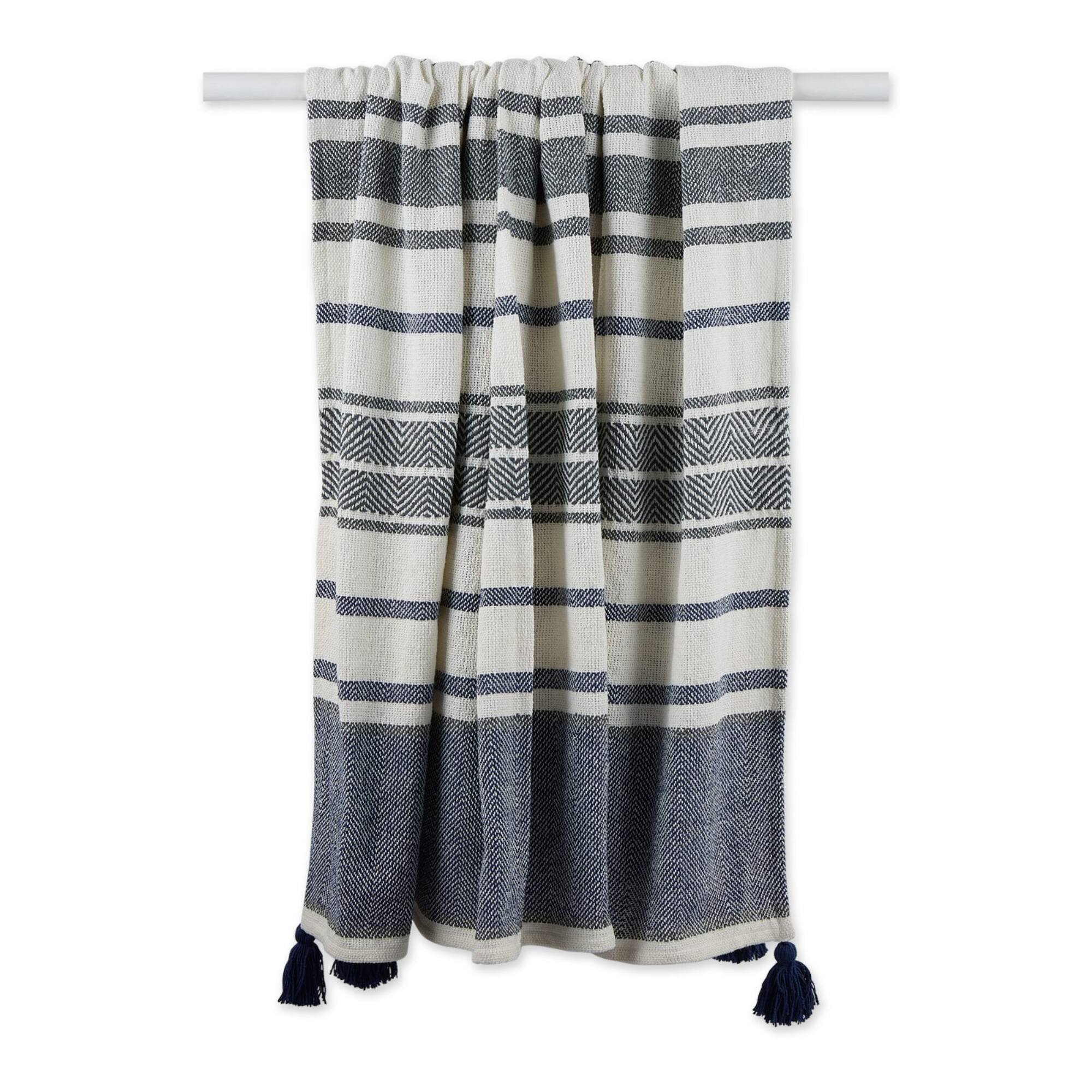DII® Navy & Mineral 2-Tone Chevron Stripe Throw